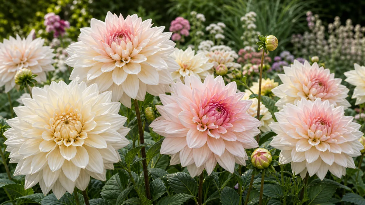 Dahlia 'Break Out' toimituksellisena puutarhakuvituksena suomalaisessa puutarhaympäristössä