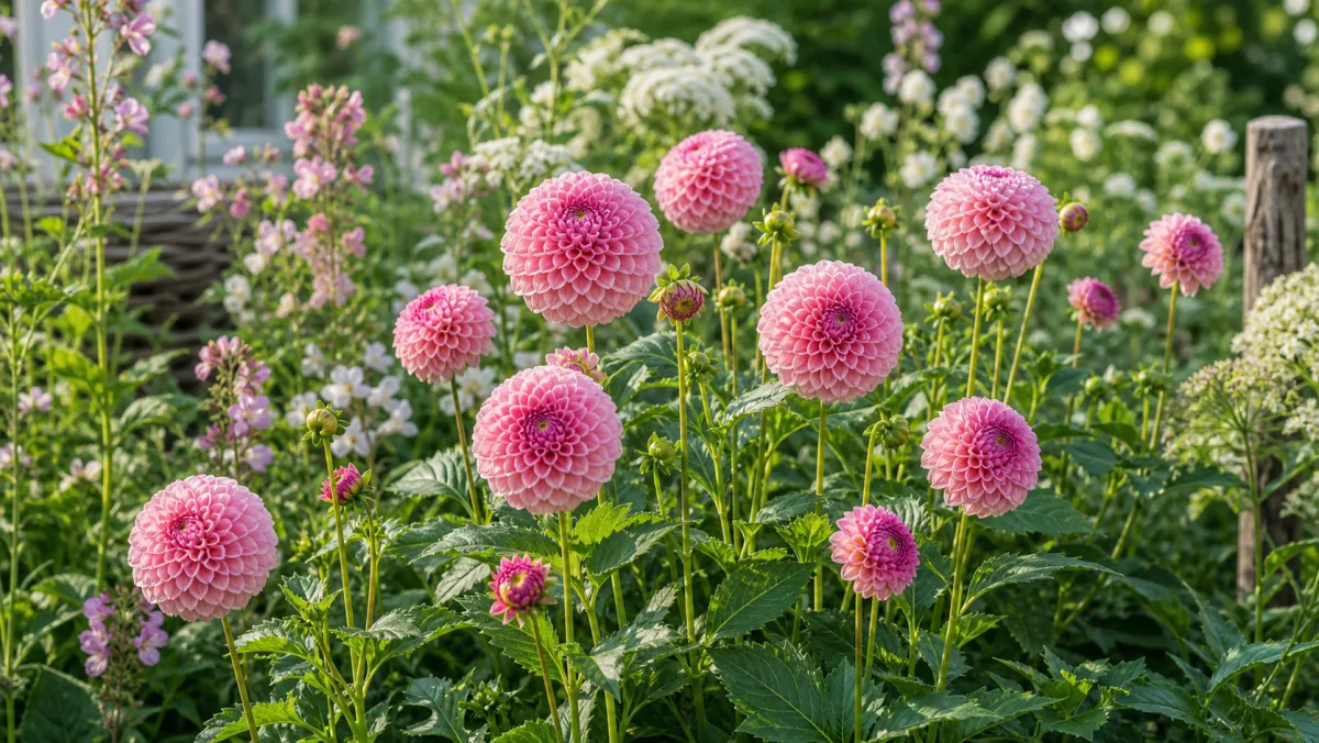 Dahlia 'Stolze von Berlin' toimituksellisena puutarhakuvituksena suomalaisessa puutarhaympäristössä